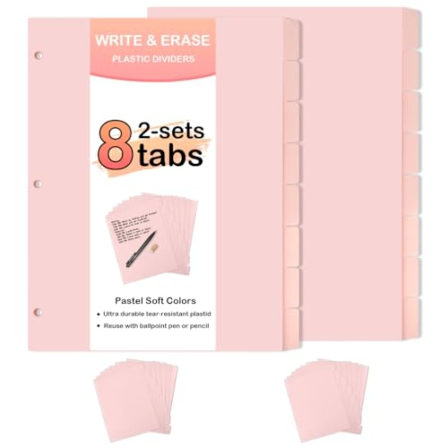 Tab Divider A4 - 3 Ring Pink Binder Dividers with