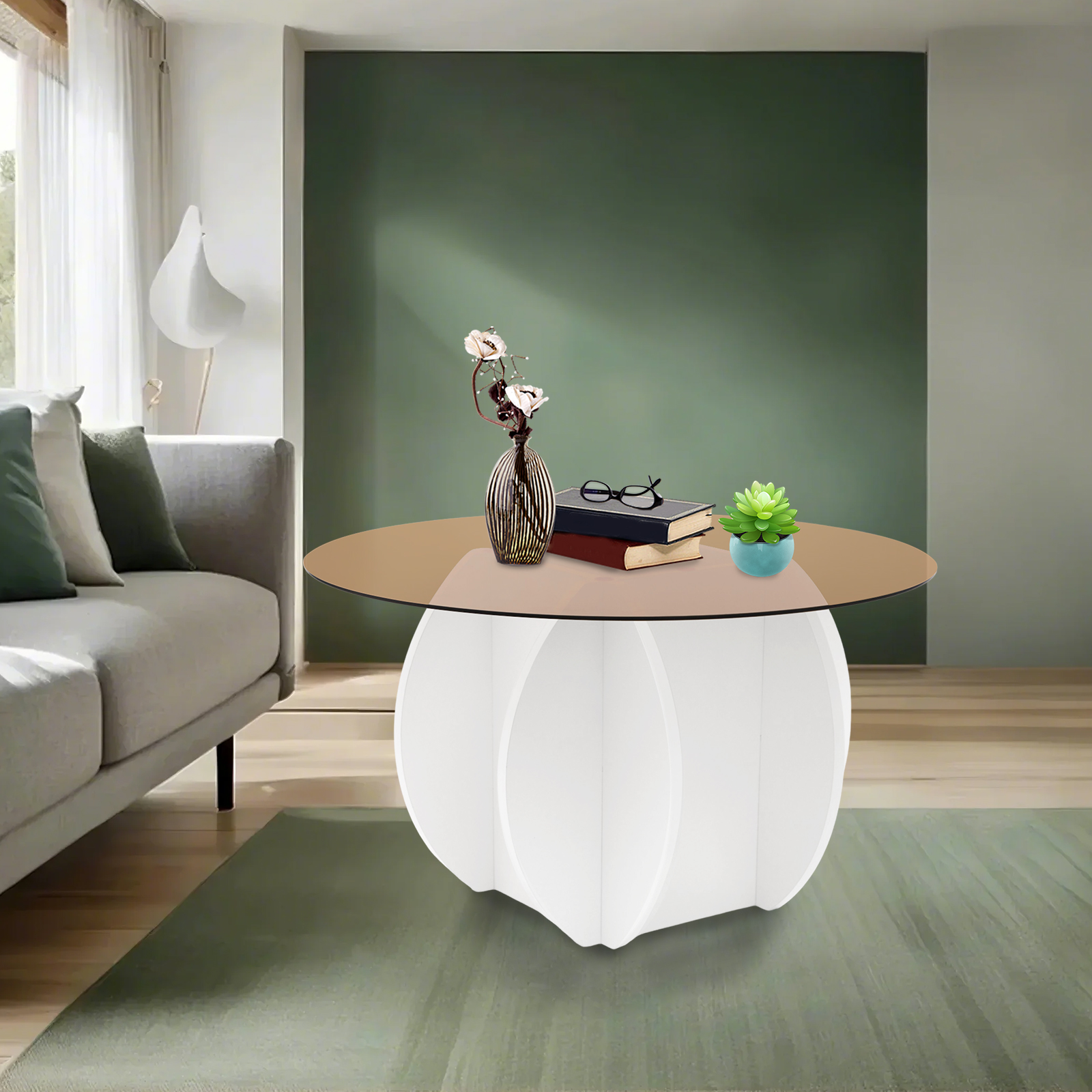 Modern Round Coffee Table 27.6 - Book Weight Glass avis et prix