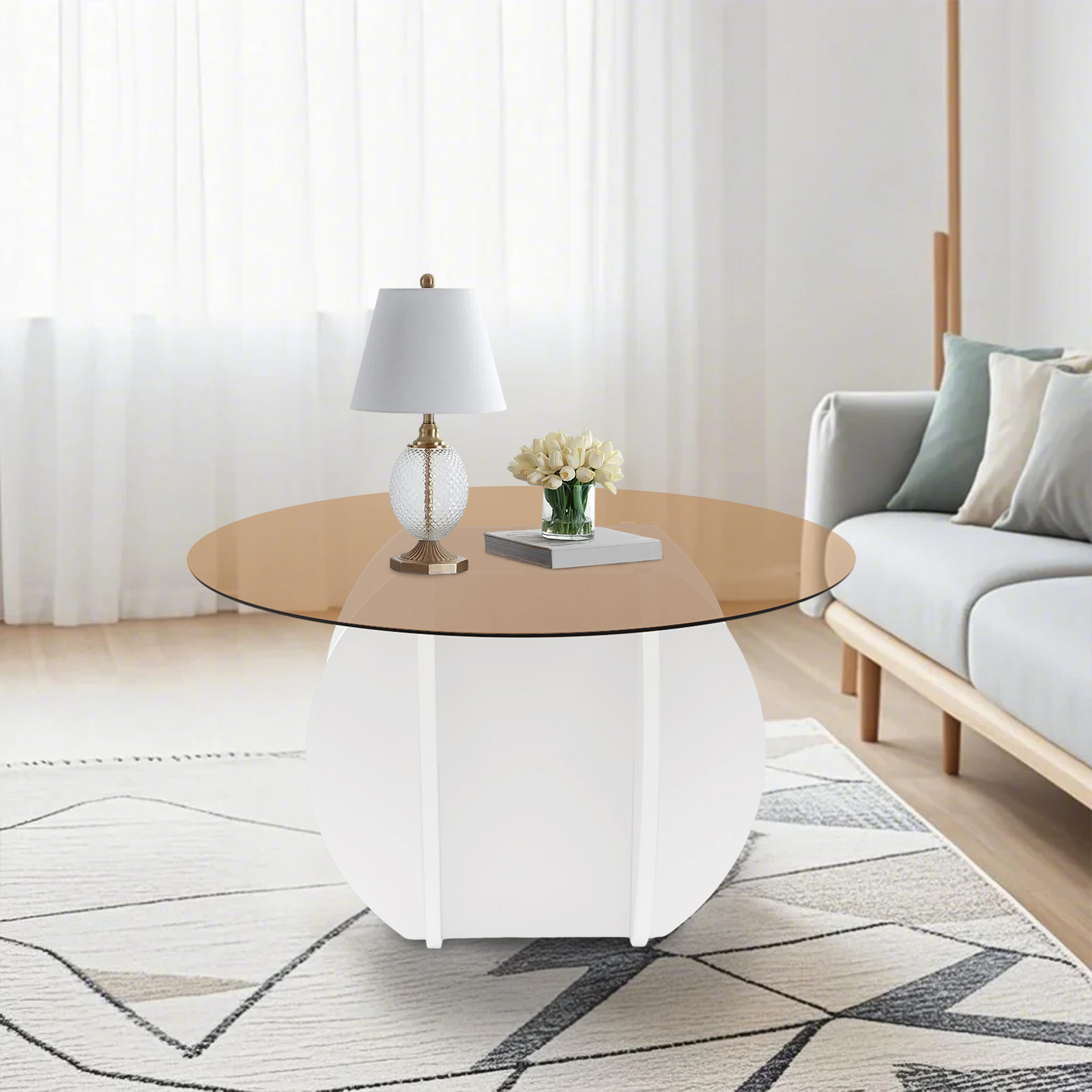 Modern Round Coffee Table 27.6 - Book Weight Glass avis et prix