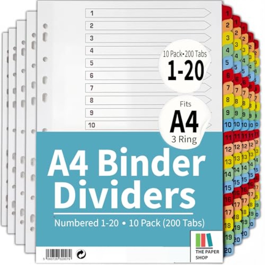 Binder Dividers with Tabs -20  - Tab Divider A4 avis et prix