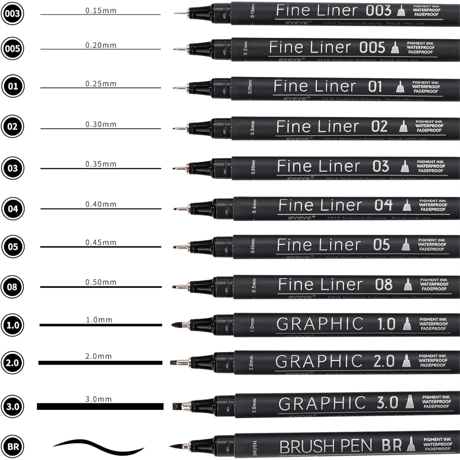 Micro Fineliner Pens Set, 12 B - Archive Box Set avis et prix