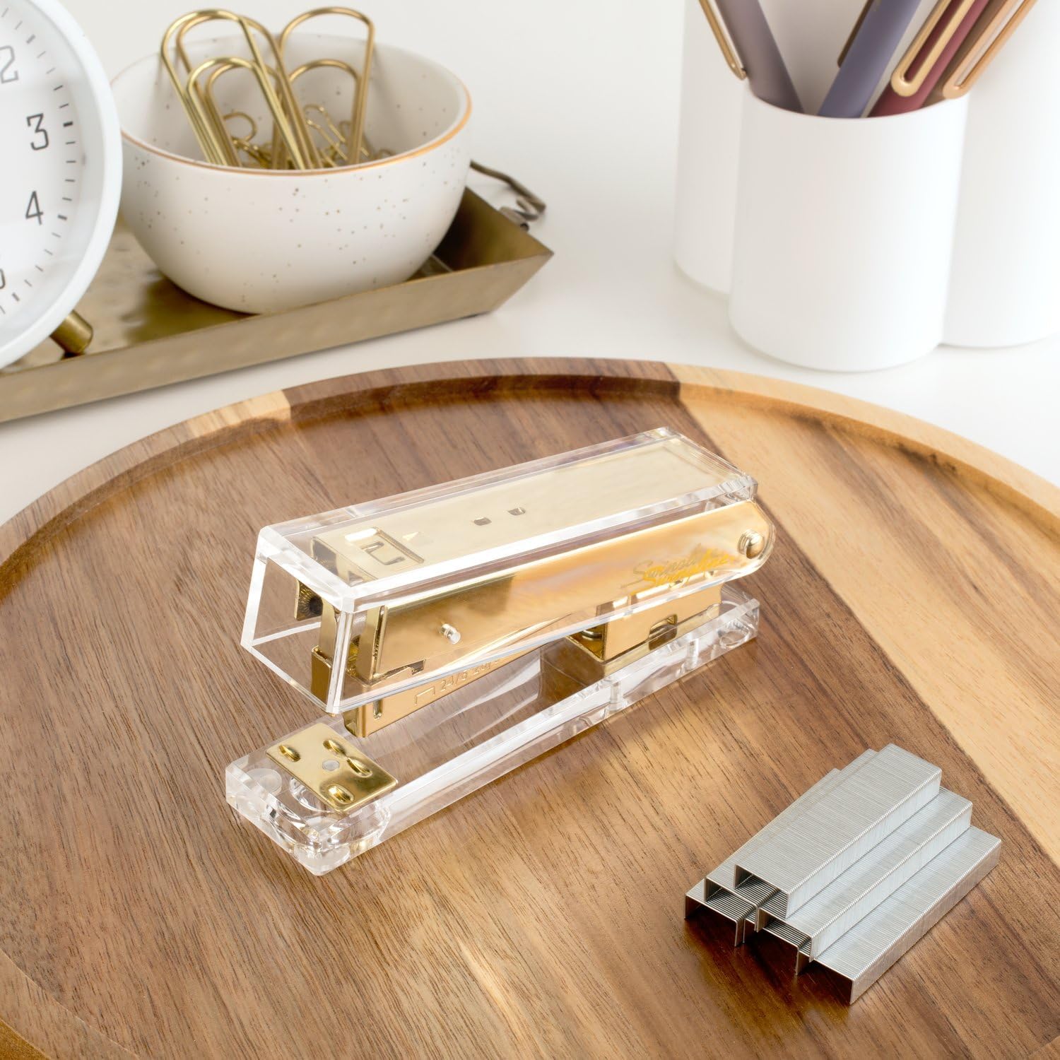Compact Clear Acrylic Gold Sta - Stapler Half Strip avis et prix