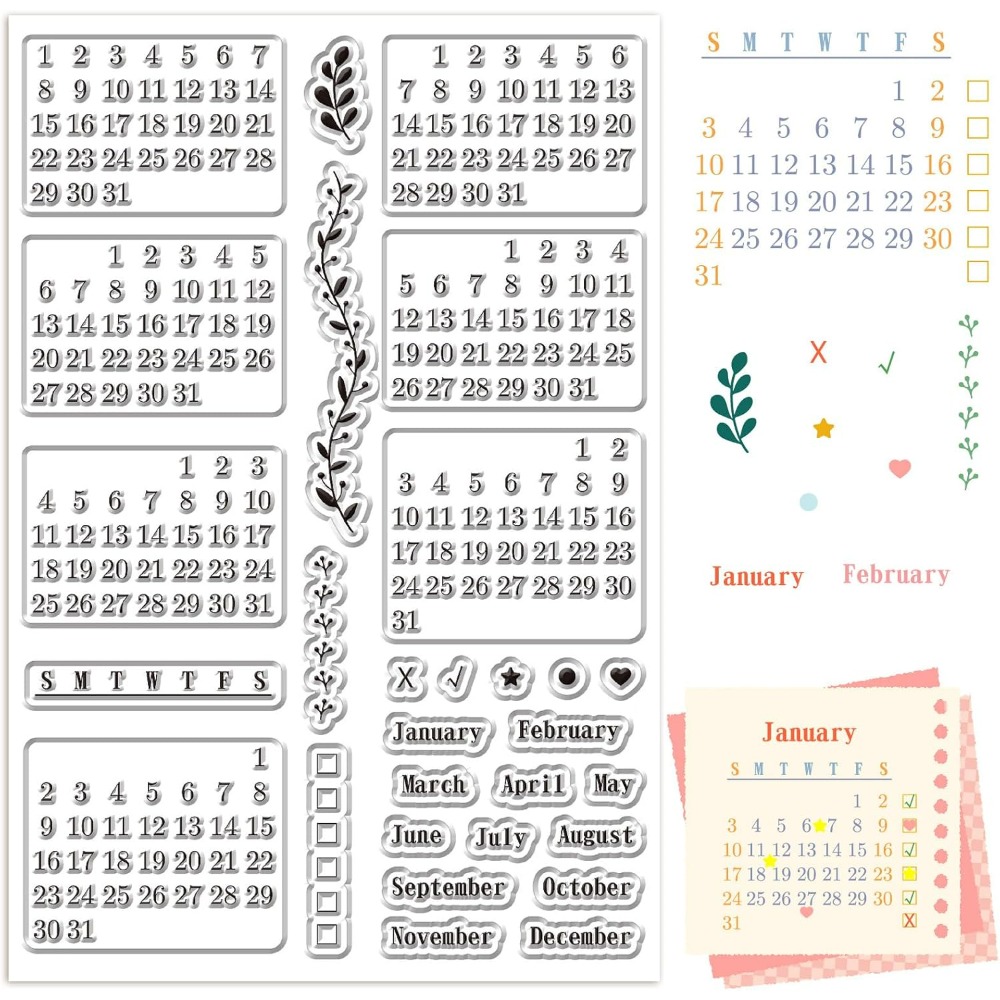 Calendar Clear Stamps Sheets R - Rubber Date Stamp avis et prix