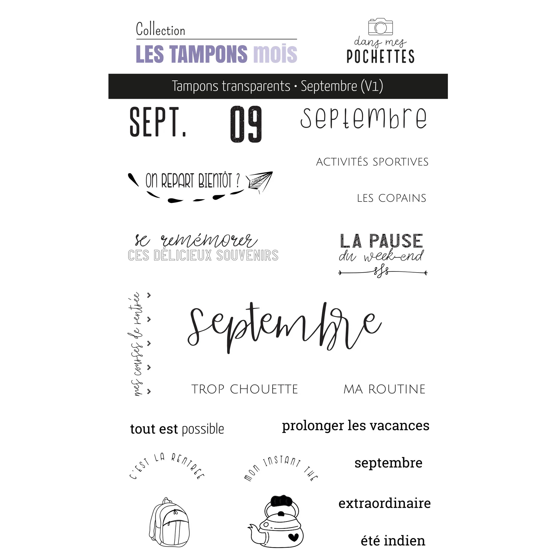 French Month Themed Clear Stam - Rubber Date Stamp avis et prix