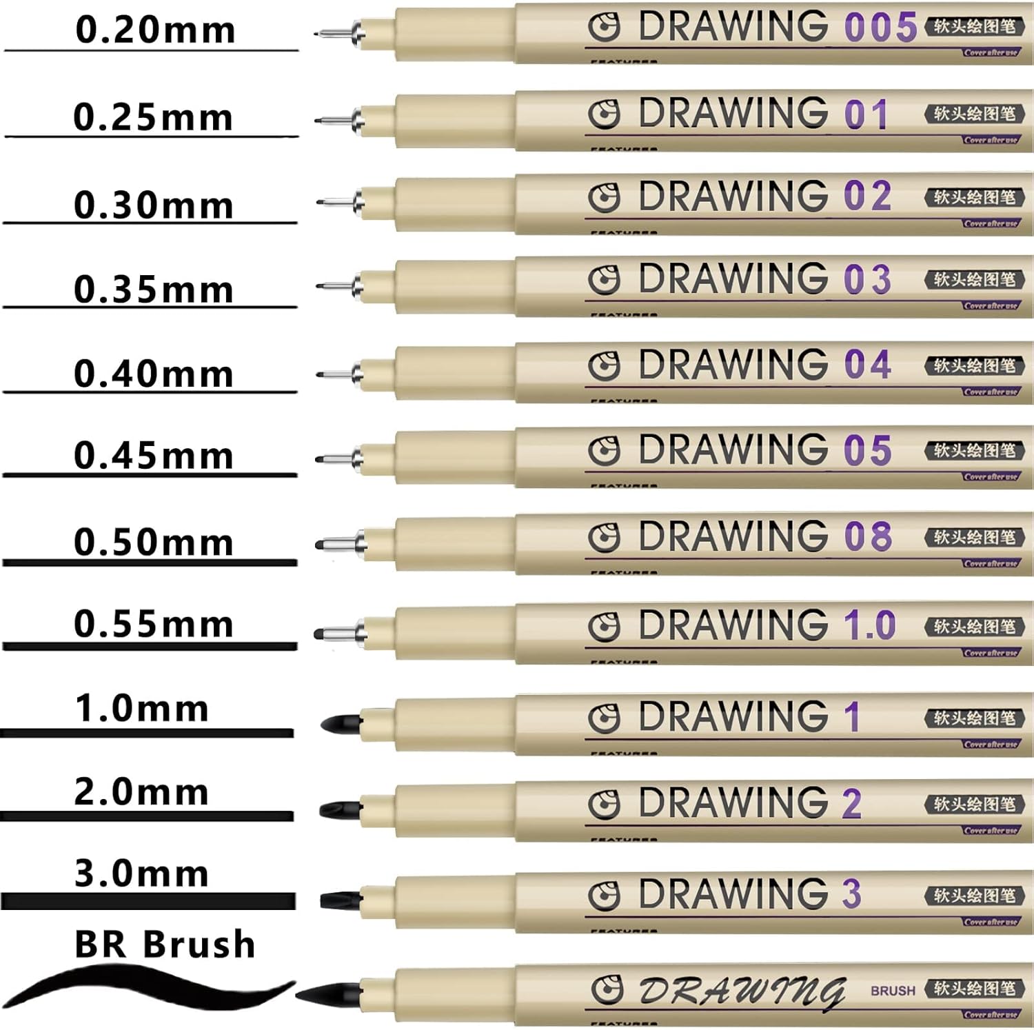 12 Black Fine Line Drawing Pen - Archive Box Set avis et prix