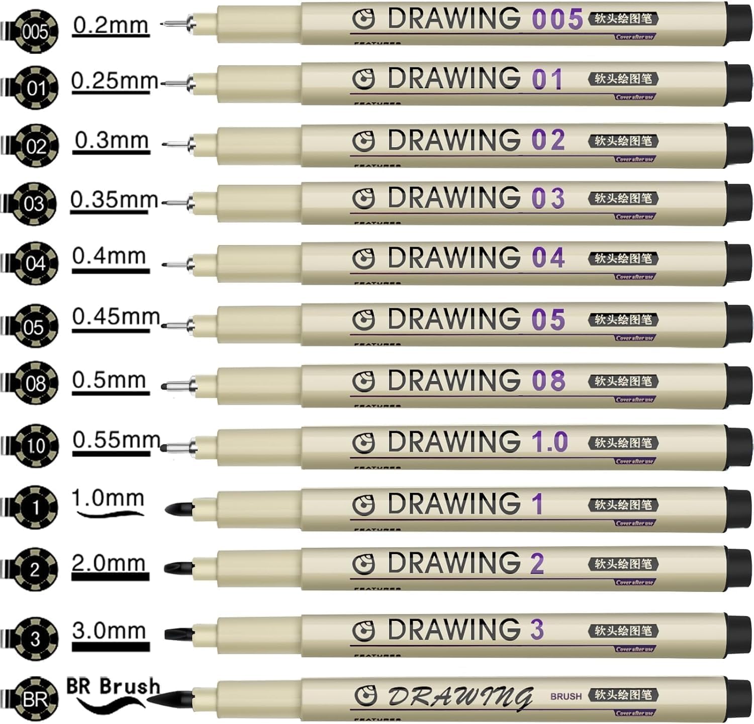 12 Black Micro Fineliner Drawi - Archive Box Set avis et prix