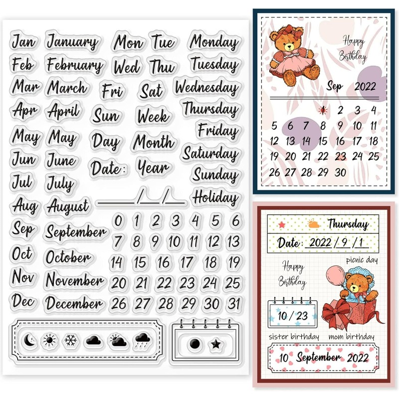 1PC 8.3x5.8in Calendar Clear S - Rubber Date Stamp avis et prix