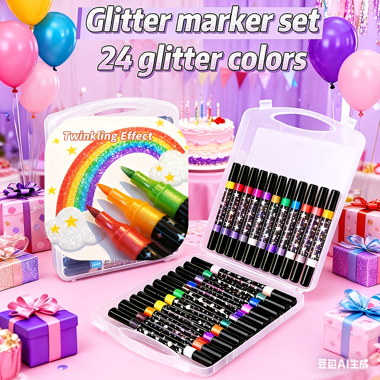 24 Colors Double Head Glitter  - Correction Pen Fine avis et prix